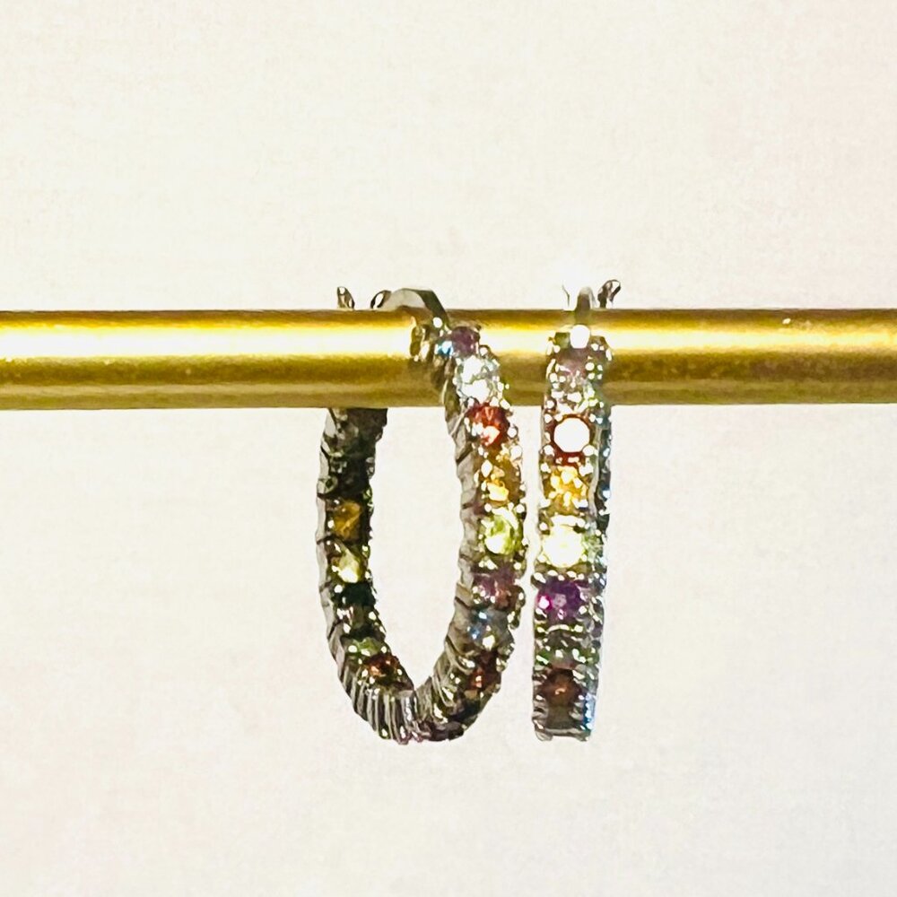 MULTI-STONE HOOP EARINGS